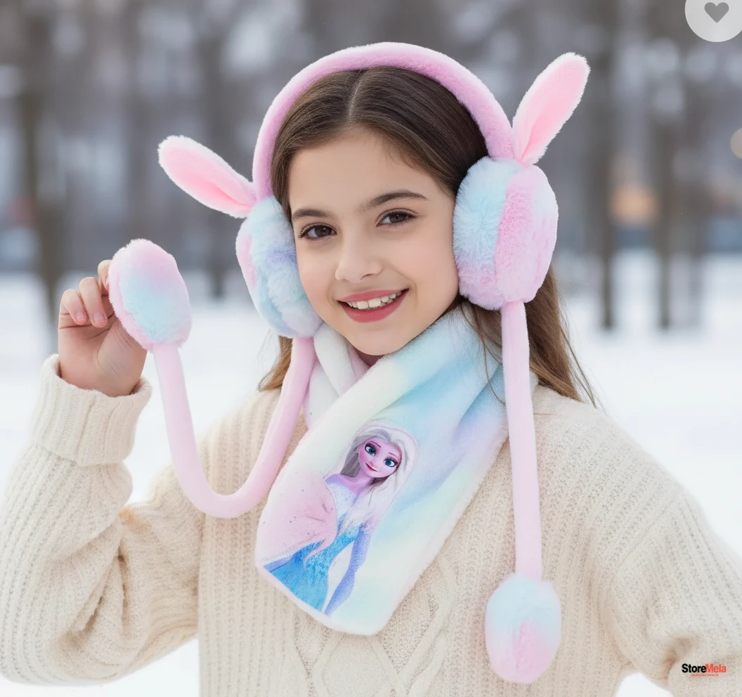 Storemela Rainbow Winter Earmuff with Chu-Chu Pom Pom – Soft Fur Over-Head Ear Warmer for Kids & Girls