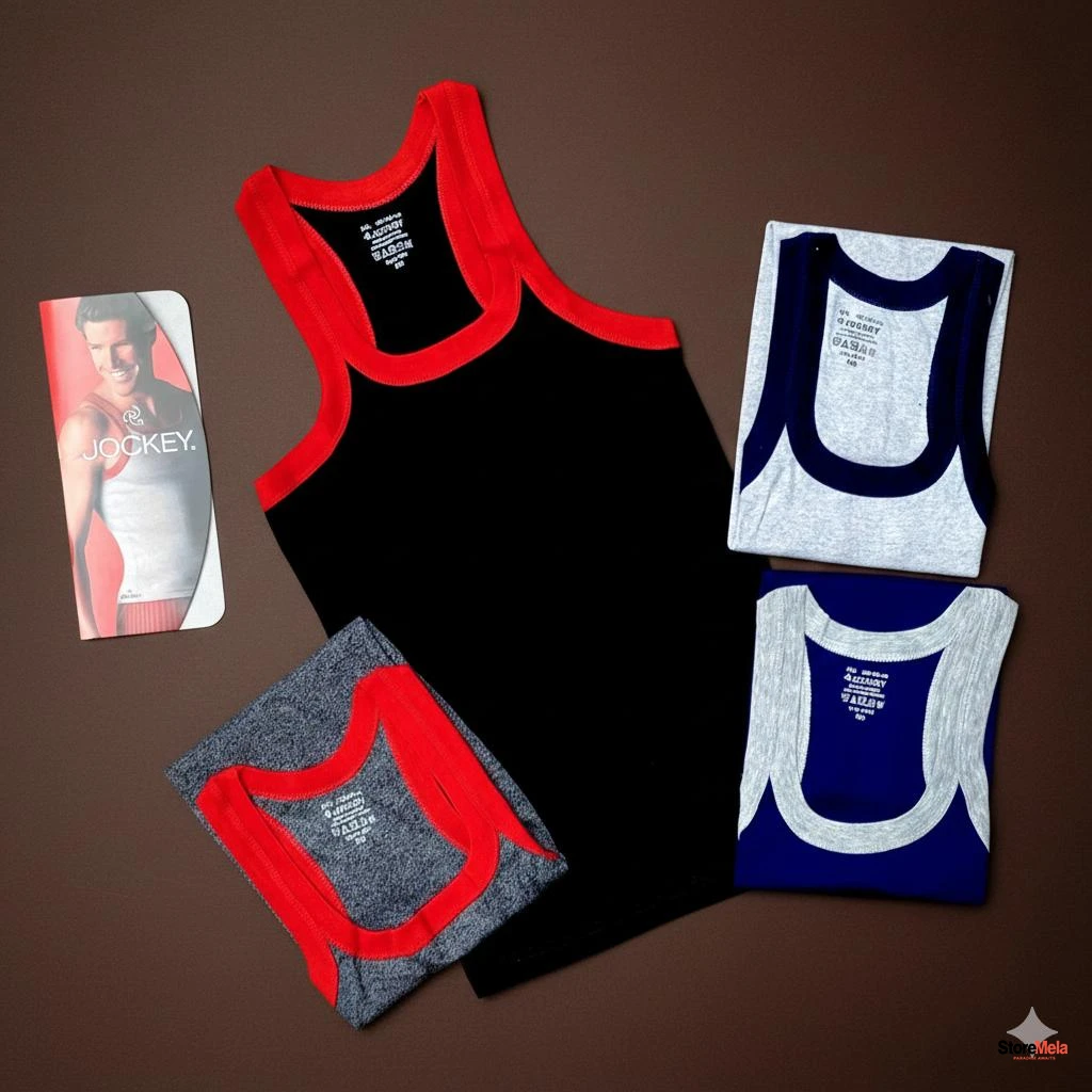 Premium Men’s Cotton Inner Vest Combo – Sleeveless Comfort Fit Vest (Pack of 4, Free Size M–XL)