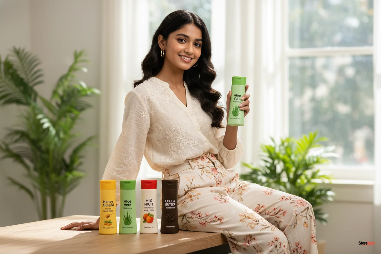 Storemela Mix Fruit, Almonds, Cocoa & Aloe Vera Body Lotion Combo – Deep Moisturizing Lotion for All Skin Types (Pack of 4)