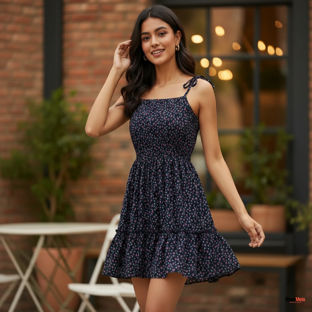 Women’s Printed Georgette Sleeveless Dress – Stylish Casual & Party Wear Outfit