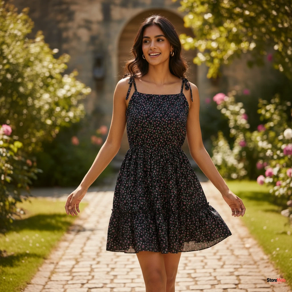 Women’s Printed Georgette Sleeveless Dress – Stylish Casual & Party Wear Outfit